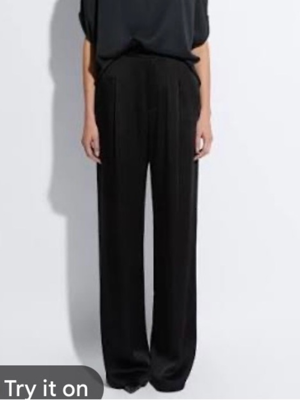 Lapointe Black Satin Relaxed Pleated Pants SZ 2